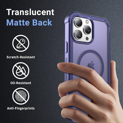 jaroco Magnetic for iPhone 13 Pro Case, [Compatible with MagSafe][Military Grade Drop Protection][Heavy Duty Protection][Non-Slip][Shockproof] 2-Layer Durable Bumper Phone Case 6.1''-Dark Purple