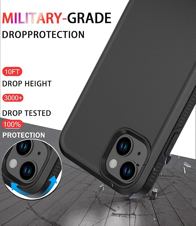 Diverbox for iPhone 14 case [Shockproof] [Dropproof] [Tempered Glass Screen Protector ],Heavy Duty Protection Phone Case Cover for Apple iPhone 14 (Black-2in1)