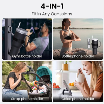 Magnetic Phone Holder for Stanley Cup,Adjustable Water Bottle for Gym,Phone Stand Fit for iPhone with Magsafe,Universal Holder Mount for Stanley Owala Yeti Tumbler Hydrojug 16-60oz,Gym,Stroller