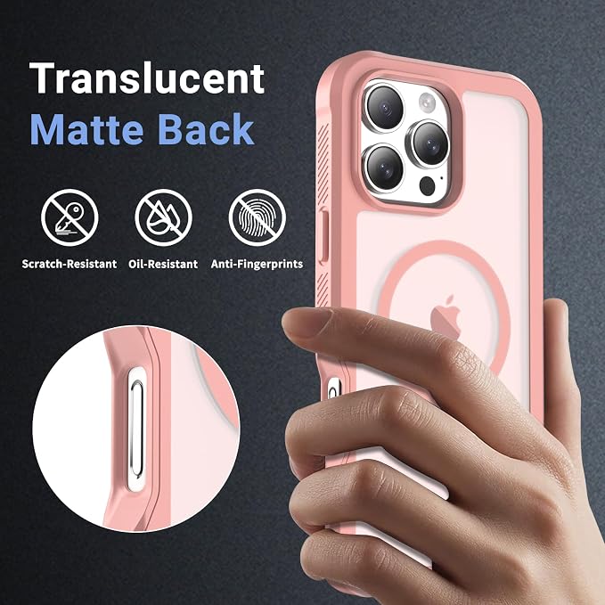 jaroco Magnetic for iPhone 16 Pro Max Case, [Compatible with MagSafe][Military Grade Drop Protection][Heavy Duty Protection][Non-Slip][Shockproof] 2-Layer Durable Bumper Phone Case 6.9''-Pink