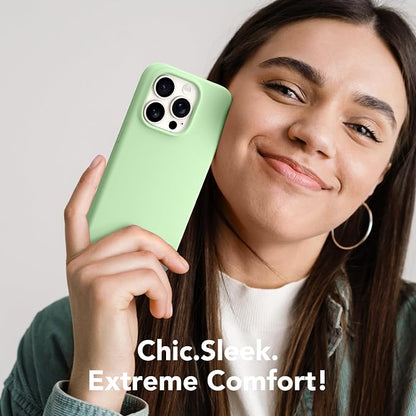 GONEZ Magnetic for iPhone 13 Pro Max Case, Compatible with MagSafe, [Screen Protector + Camera Lens Protector], Silicone Shockproof Anti-Scratch Protective Phone Case 6.7 inch, Green