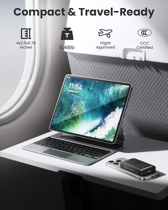 PISEN 3C Mag-Safe Power Bank - 10000mAh (5000mAh*2) Qi2 Mag-Safe Portable Charger 30W 3C Certified Qi2 Power Bank with Stand Airplane Safe Magnetic CCC Travel Portable Charger for iPhone 17/16/15/14