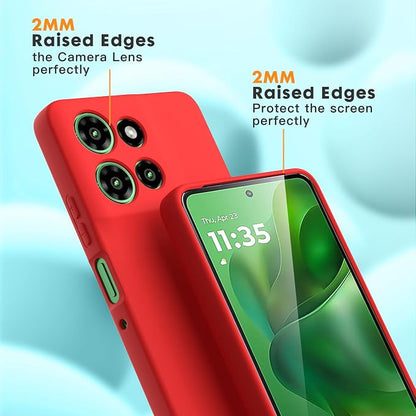Case for Motorola Moto G Power (2025), 2 Pack Tempered Glass Screen Protectors, Soft TPU Silicone Shockproof Case-Red