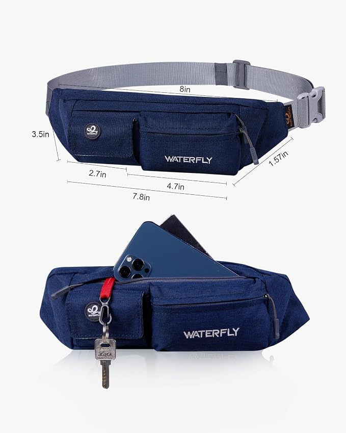 Waterfly Fanny Pack Slim Soft Polyester Water Resistant Waist Bag Pack for Man Women Carrying iPhone 8 Samsung S6, Sapphire Blue