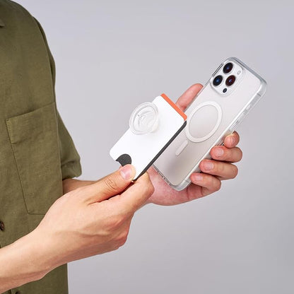 PopSockets Phone Wallet for MagSafe, Phone Card Holder with Grip, White - White Clear