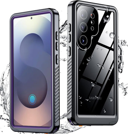 SPIDERCASE Upgraded for Samsung Galaxy S25 Ultra Case Waterproof,Built-in Screen & Camera Lens Protector[IP68 Underwater] [Military Grade Shockproof] Full Body Protection Phone Case,Purple/Clear