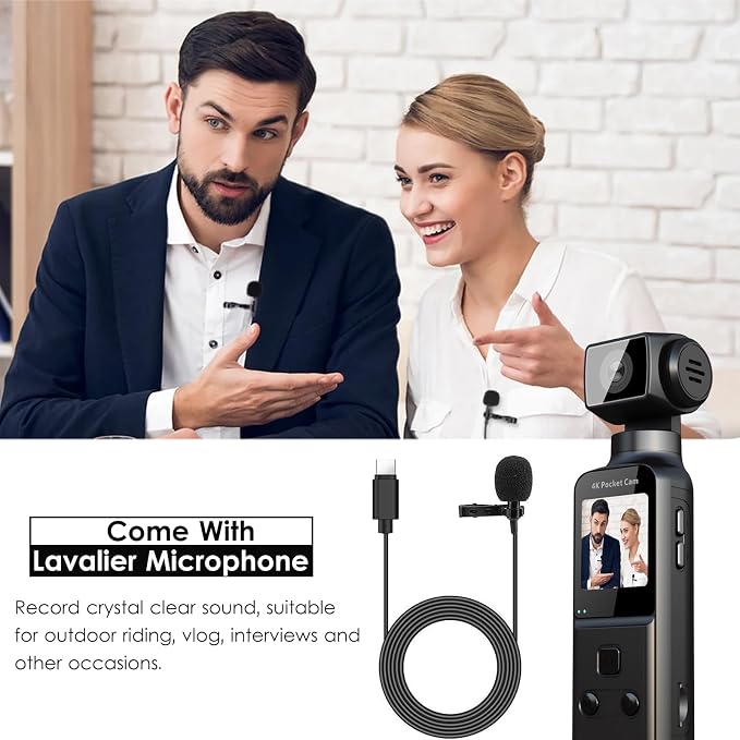 4K Body Camera with External Microphone, Mini Video & Audio Pocket Cam 270° Rotation Camera for Outdoor Sport, Bike, Travel, Police Law Enforcement, Personal Civilians, 64GB Included