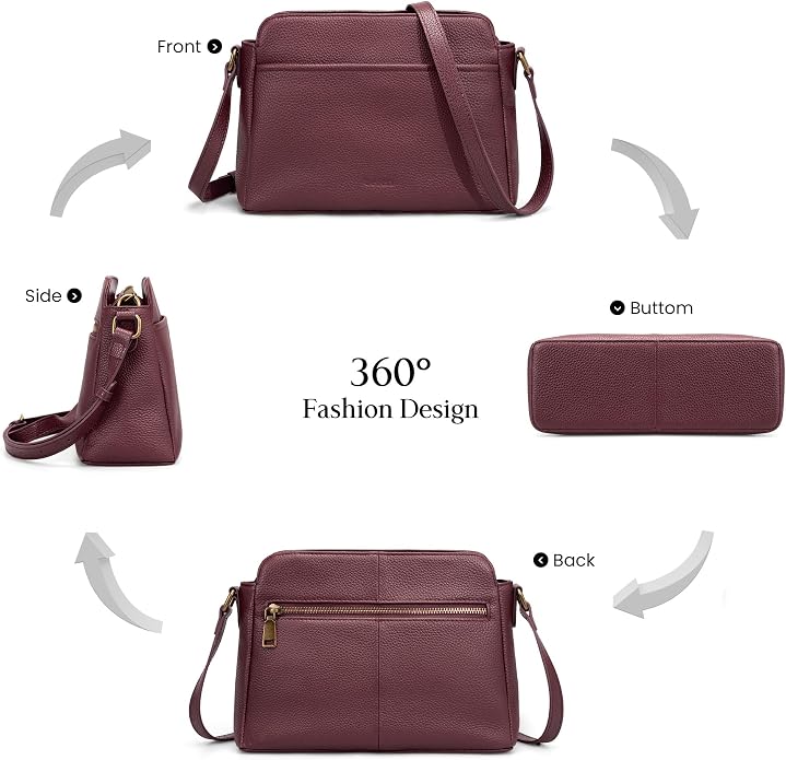 befen Anti-theft Crossbody Bag for Women Genuine Leather, Small Cross Body Shoulder Handbags with RFID Card Slots