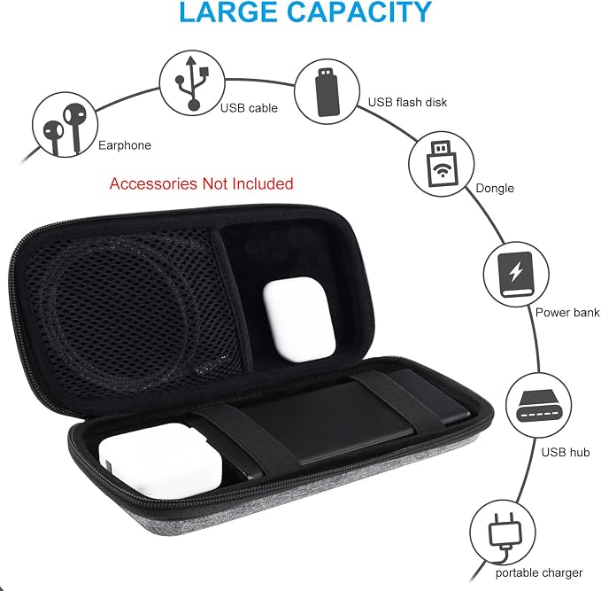 SKYNEW Powerbank Hard Drive Case Compatible with Anker Power Core 26800mAh/ PowerCore +26800mAh, RAV Power 26800/20100/20000mAh, ROMOSS 30000mAh, Miady 10000/15000mAh (Medium-Light Grey)