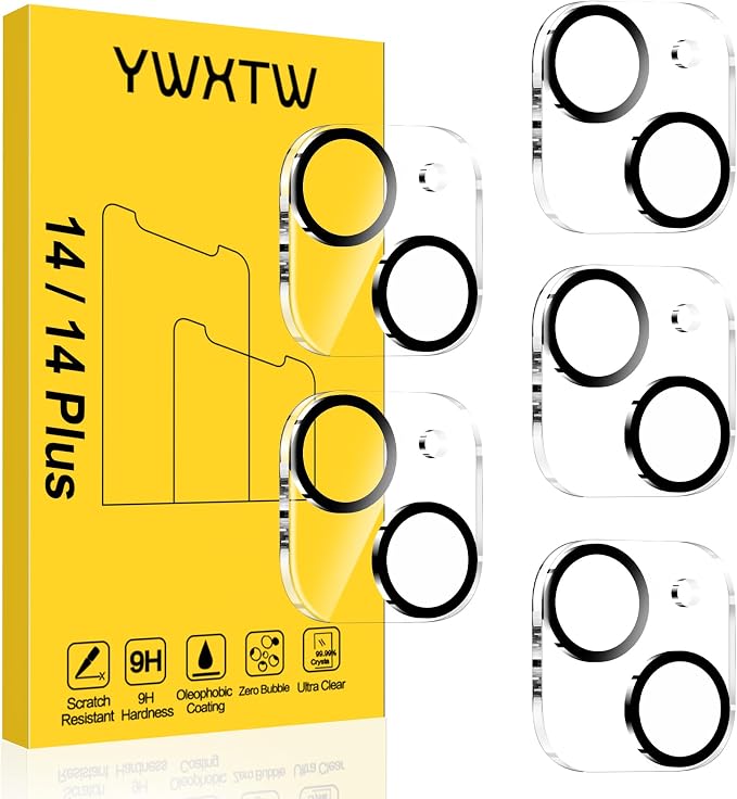 YWXTW [5 Pack Designed for iPhone 14 Camera Lens Protector, for iPhone 14 Plus Camera Lens Protector, Night Shooting Mode, Anti Scratch HD Clear 9H Hardness Tempered Glass