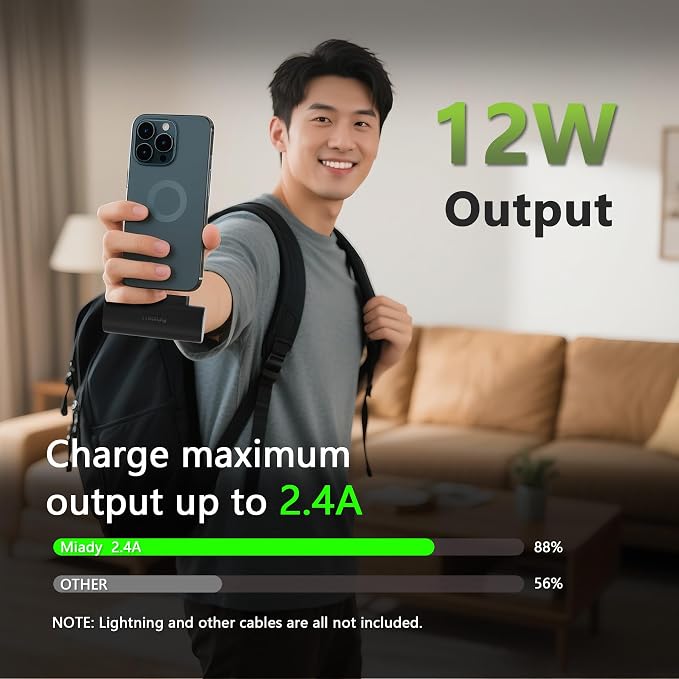 Miady 2-Pack Mini Portable Charger Built-in USB C Connector Small PowerBank | 5000mAh丨Lightweight丨for Backpack Travel丨Compatible with iPhone 17 Galaxy Android丨Ultra-Compact丨Flight-Safe丨18Wh丨Black+Black