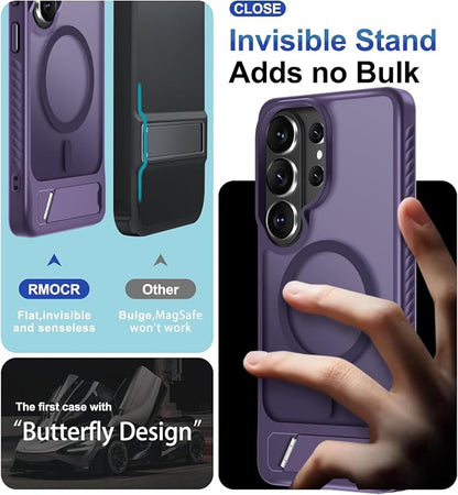 RMOCR for Samsung Galaxy S26 Ultra Case with Screen Protector+Lanyard Wrist Strap,Magnetic Translucent Matte Rugged Slim Phone Cover Built in Invisible Kickstand [Fit for MagSafe],2026 Purple