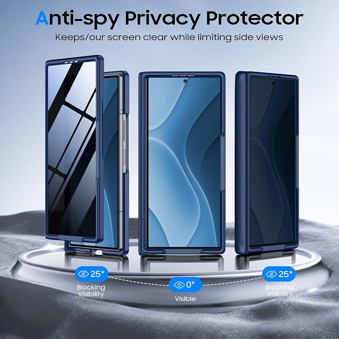 Red2Fire for Samsung Galaxy Z Fold 8 Ultra Case with Privacy Screen Protector, [Compatible with Magsafe], [Built-in Kickstand & Full Body Hinge Protection] Magnetic Slim Phone Case, Blue