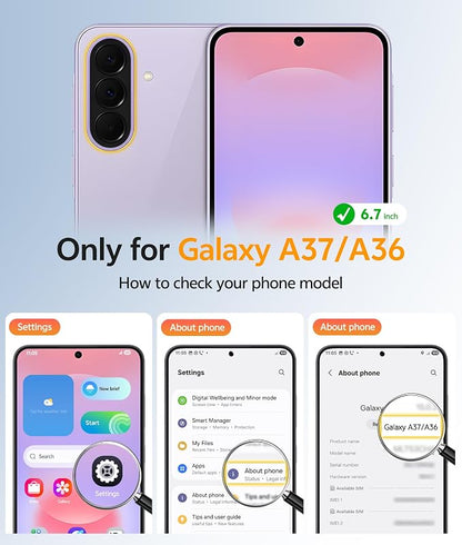 FNTCASE for Galaxy A37/A36 5G Phone Case, Fit for Magsafe, Screen Protector | Anti Yellowing Magnetic Back, 14FT Military Grade Drop Protection, Shockproof Protective, for Samsung A37 Cover, Transparent