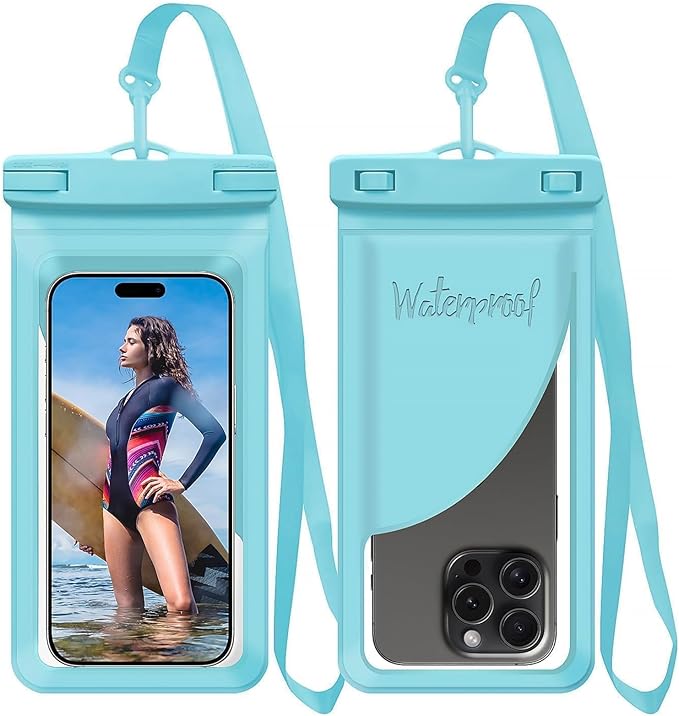Waterproof Phone Case, with Inside Card Holder, Large Waterproof Pouch for iPhone 17 16 15 14 13 Pro Max, IPX8 Certified Cellphone Travel Accessories for Vacation Must Haves, 1 Pack-Blue-8.3″