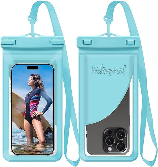 Waterproof Phone Case, with Inside Card Holder, Large Waterproof Pouch for iPhone 17 16 15 14 13 Pro Max, IPX8 Certified Cellphone Travel Accessories for Vacation Must Haves, 1 Pack-Blue-8.3″