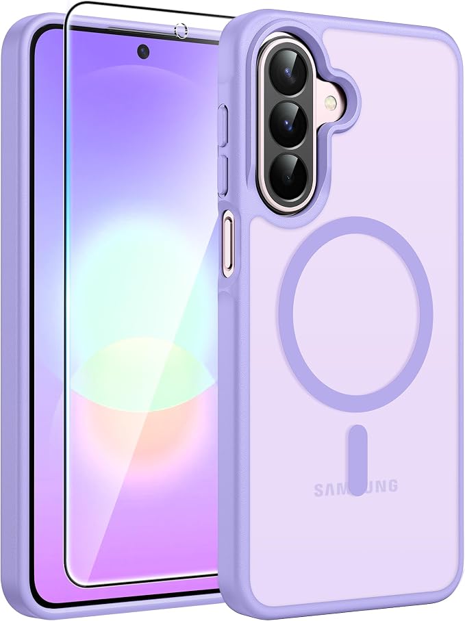 FNTCASE for Galaxy A27 5G Phone Case, Fit for Magsafe, Screen Protector | Translucent Matte, 14FT Military Grade Drop Protection, Slim Shockproof Protective, for Samsung A 27 4G Cover, Light Purple