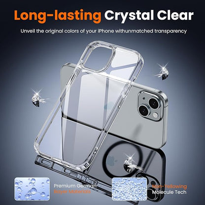 3 in 1 for iPhone 15 Plus Case Clear,[Yellowing-Resistant Acrylic Back] Screen Protector *1 & Camera Lens Protector*1, Shockproof for iPhone 15 Plus Phone Case 6.7 inch Clear