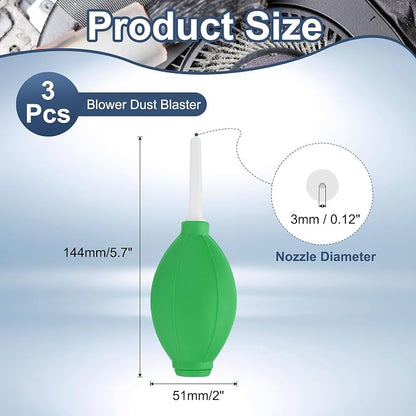 PATIKIL Soft Tip Air Blower Dust Blaster, 3 Pcs Rubber Bulb Air Pump Dust Blower Cleaner Cameras Lens Cleaning Tool with Long Nozzle for Camera Lens Computer Keyboard, Green/White