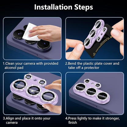 for Samsung Galaxy S26 Ultra Camera Lens Protector, Electroplated Matte Back with 9H Tempered Glass Lens Protector, [Strong Adsorption] [Case-Friendly] Metal Ring HD Lens Cover, Purple Diamond