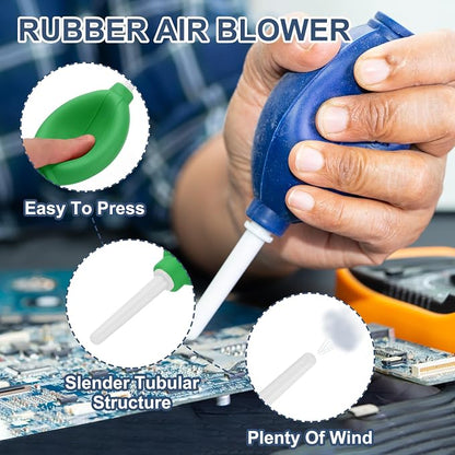 PATIKIL Soft Tip Air Blower Dust Blaster, 3 Pcs Rubber Bulb Air Pump Dust Blower Cleaner Cameras Lens Cleaning Tool with Long Nozzle for Camera Lens Computer Keyboard, Green/White