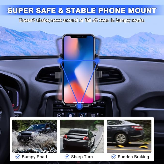 Karltys Car Phone Holder for Jeep Renegade 2015-2024 Accessories Renegade Cell Phone Holder Air Vent Mount for 4-7 Inch Phones Hands Free Thick Case Friendly Mobile Stand
