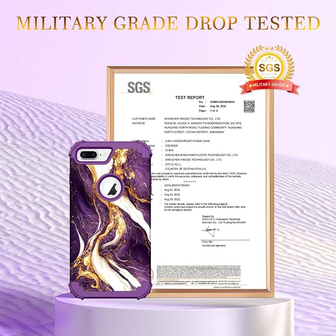 Hocase Heavy Duty Shockproof Protection Hard Plastic+Silicone Rubber Hybrid Protective Case for iPhone 7 Plus/iPhone 8 Plus - Midnight Purple