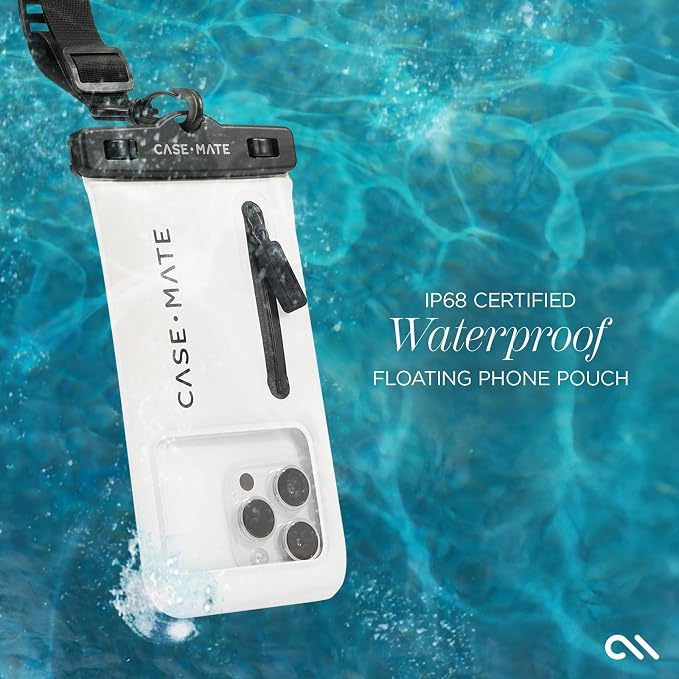 Case-Mate IP68 Waterproof Phone Pouch with Zip Pocket for 3 Cards & Cash - Large Floating Phone Case w/Crossbody Lanyard - Beach Cruise Ship Travel Essentials Compatible w/All Devices - Sand Dollar