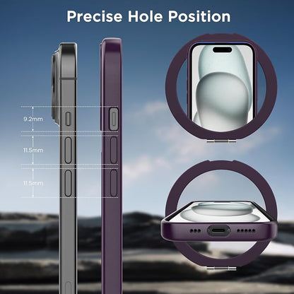 CACOE Magnetic Case for iPhone 15 6.1 inch with 360 Rotatable Ring Stand, Compatible with MagSafe Car Phone Mount, iPhone 15 Cases Cover Phone Holder for Desk Meeting/Videos Dark Purple