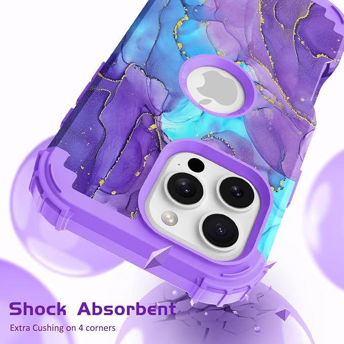 Hocase for iPhone 16 Pro Max Case, Heavy Duty Shockproof Protection Soft Silicone Rubber+Hard Plastic Bumpers Hybrid Protective Case for iPhone 16 Pro Max 2024 - When Purple Meets Blue