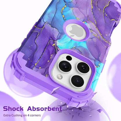 Hocase for iPhone 16 Pro Max Case, Heavy Duty Shockproof Protection Soft Silicone Rubber+Hard Plastic Bumpers Hybrid Protective Case for iPhone 16 Pro Max 2024 - When Purple Meets Blue