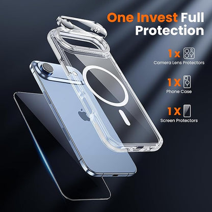 3 in 1 for iPhone Air Case Clear Bumper,Fits MagSafe, Yellowing-Resistant Acrylic Back, Shockproof Guard Corners, Military-Grade Protection for Phone Cover 6.5 inch