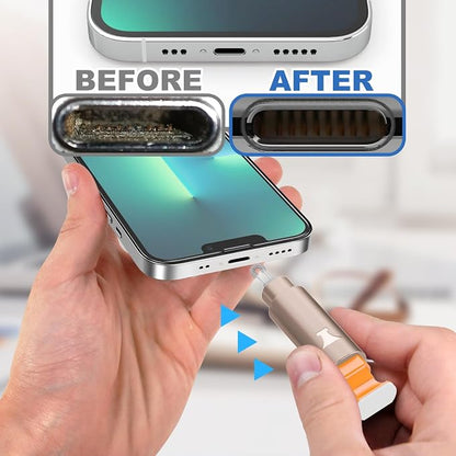 Ordilend for iPhone Cleaning Kit for Charging Port Cleaner, Multi-Tool iPhone Cleaner Repair Lightning Cable, Cell Phone Cleaning Kit for iPad, Connector, Speaker with Storage Case, Desert Titanium