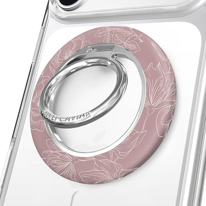 VELVET CAVIAR Compatible with MagSafe Phone Grip 2.0 | Cute Magnetic Ring Holder | Finger Loop Kickstand | Pop On Accessory for iPhone 17, 16, 15, 14, 13, 12 | Dusty Rose Floral
