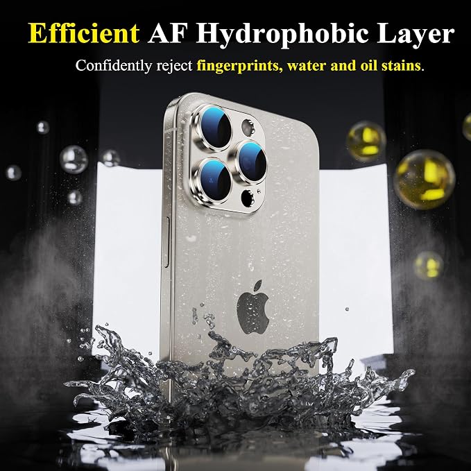 YWXTW Designed for iPhone 16 Pro/iPhone 16 Pro Max Camera Lens Protector, [1:1 Perfect Fit] Full Coverage Matte Metal Tempered Glass Camera Screen Cover Accessories, Case Friendly (Natural Titanium)