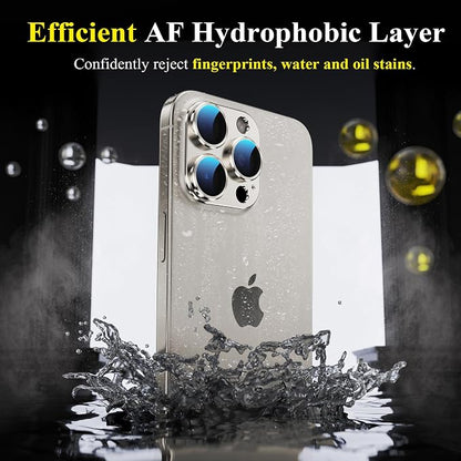 YWXTW Designed for iPhone 16 Pro/iPhone 16 Pro Max Camera Lens Protector, [1:1 Perfect Fit] Full Coverage Matte Metal Tempered Glass Camera Screen Cover Accessories, Case Friendly (Natural Titanium)