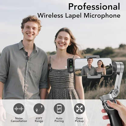 3 in 1 Mini Wireless Lavalier Microphone for All Devices (iOS, Andriod, Camera, PC) - Noise Reduction Lapel Mic for Recording, Clip on Omni Lav Mic for Video Recording, Tiktok, YouTube, Vlog