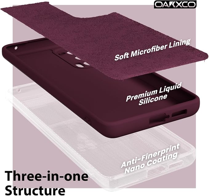 oakxco for Motorola Moto Edge 2021/Edge 2021 5G UW Phone Case Liquid Silicone, Thin Slim Soft Rubber Gel TPU Plain Simple Cover for Women, Matte Solid Color, Burgundy Plum Wine