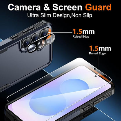 SPIDERCASE Designed for Samsung Galaxy S25 FE Case,[10 FT Military Grade Drop Protection],2 Pack [Tempered Glass Screen Protector+Camera Lens Protector] Heavy Duty Shockproof Case,Deep Blue