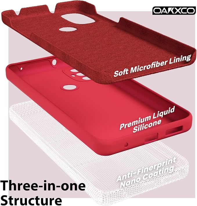 oakxco for Motorola Moto G Power 2022 Phone Case/Moto G Play 2023 Phone Case Liquid Silicone, Thin Slim Soft Rubber Gel TPU Plain Simple Cover for Women, Matte Solid Color,Red