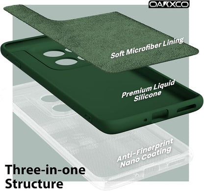 oakxco for Motorola Moto Edge 2025 Phone Case Liquid Silicone, Thin Slim Soft Rubber Gel TPU Plain Protective Simple Cover for Women Girl Cute, Matte Solid Color Aesthetic, Dark Green