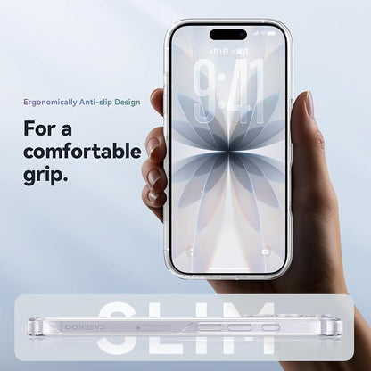 CASEKOO for iPhone 17 Case Smooth Crystal Clear, Patented Anti-Yellow & Virgin TPU, 15FT Military-Grade Drop Protection, Slim Transparent Women Men Funda para for iPhone 17 Phone Case 6.3 inch, Clear