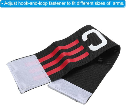 PATIKIL Captain Armband, 2 Pack Adjustable Elastic Soccer Captain's Arm Band for Outdoor Football Training Team, Black Rose Red