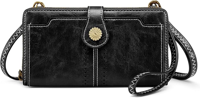 S-ZONE Vegan Leather Crossbody Bags for Women Small Cell Phone Purse RFID Blocking Clutch Purses with 2 Straps