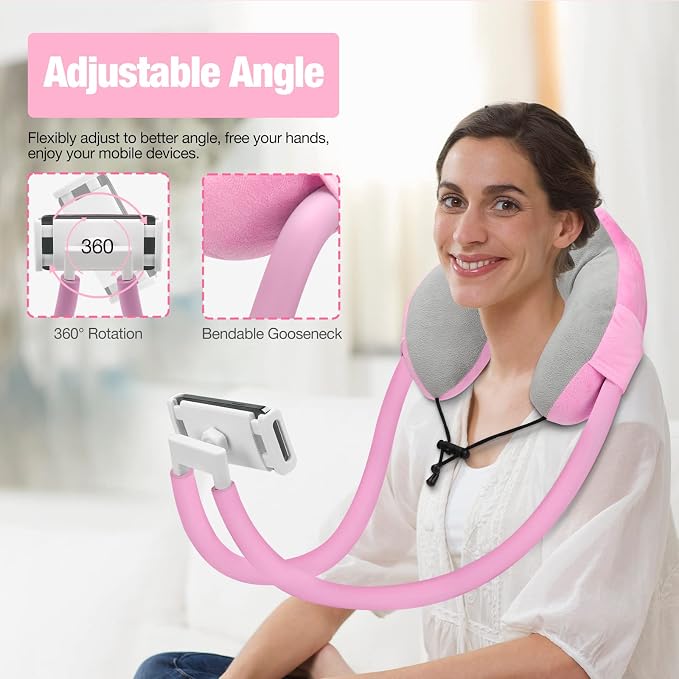 MoKo Neck Phone Holder, Lazy Gooseneck Phone Pillow Holder Bracket, 360° Rotate Phone Tablet Stand for 4"-11" Device, fits iPhone 17/17 Air/17 Pro/17 Pro Max, iPhone 16/Pro/Pro Max/Plus, iPhone 15/Pro