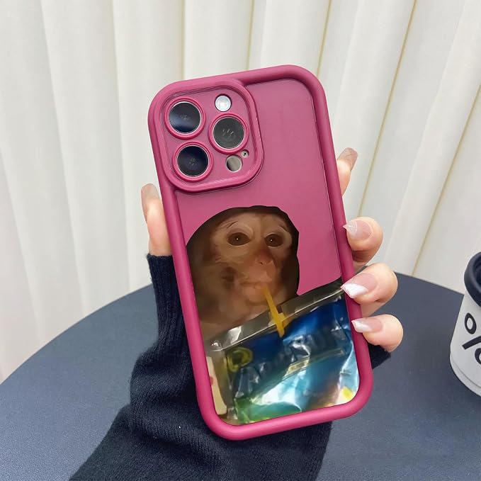 Monkey Phone Case, Funny Monkey Phone Case, All-Inclusived Shockproof TPU Clear Protective Cover, Funny Phone Cases for iPhone 16/15/14/13 Promax (Black-2,13promax)