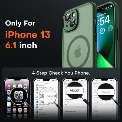 TOCOL for Phone 13 Case, Compatible with Magsafe Charger, Full Camera Protection, Drop Protection, Translucent Matte Phone Case for iPhone 13 6.1 inch (Alpine Green)