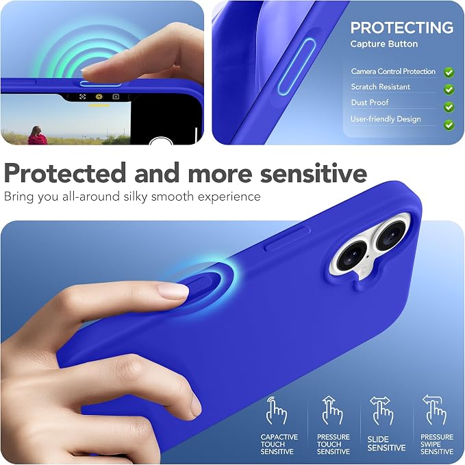 GONEZ Magnetic for iPhone 17 Case, Compatible with MagSafe, [Screen Protector + Camera Lens Protector], Liquid Silicone Anti-Scratch Shockproof Protective Phone Case 6.3 inch, Cobalt Blue