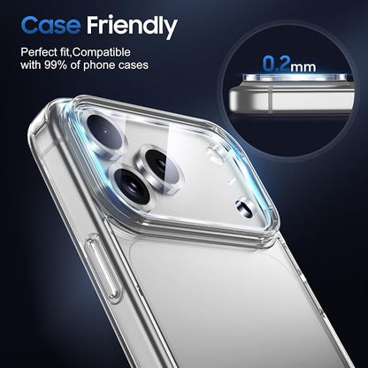 UniqueMe Compatible for 3 Pack iPhone 17 Pro Camera Lens Protector - [Drop Protection] [Case Friendly] 9H Tempered Glass Camera Cover Screen [Update New Version] - Silver