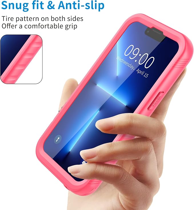 SPORTLINK for iPhone 13 Pro Max Case Waterproof - Full Body Heavy Duty Protection Cover Built in Screen Protector Shockproof Waterproof Case for iPhone 13 Pro Max 6.7 Inches Pink